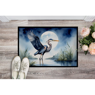 Blue Heron Under the Moonlight Doormat