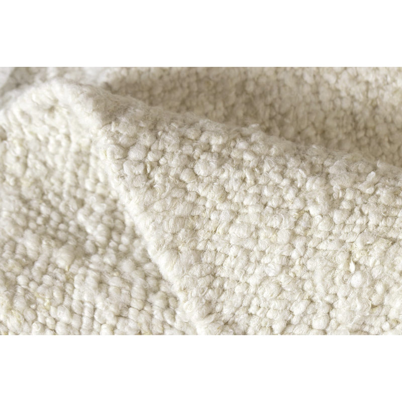 Plainweave II Hand Knotted Wool Area Rug in Ivory, Rectangle 3' x 5'