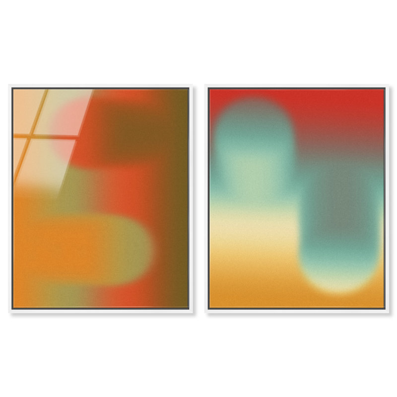 «Bouncing Abstracts», ensemble de décorations murales sur toile encadrées par Art Remedy, cadre blond, 16 x 20, Cadre blond