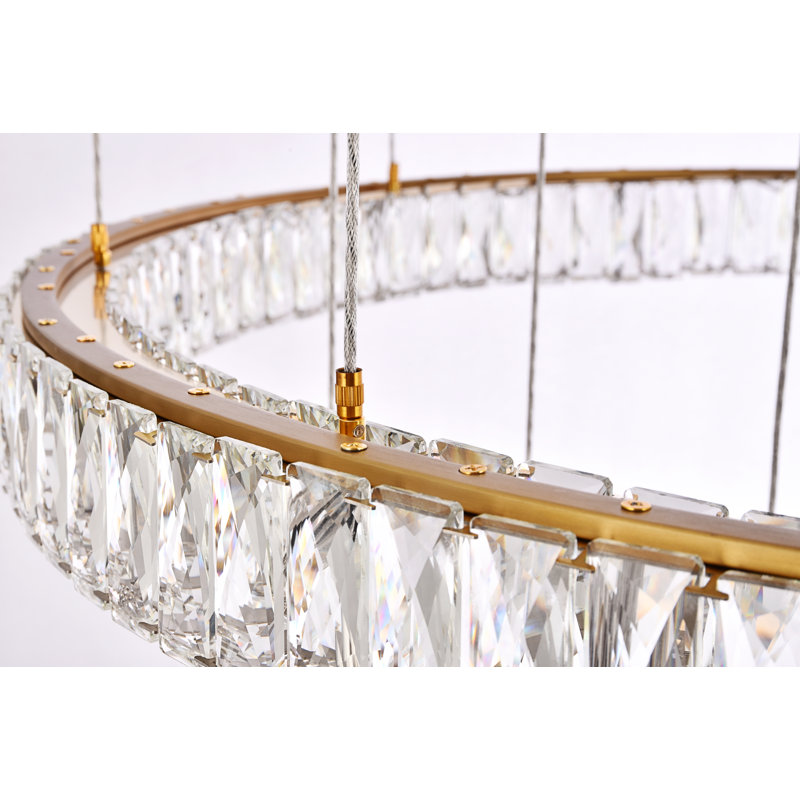 Steveson 7 - Light Dimmable LED Tiered Chandelier, Gold, 38" H x 34" W x 34" D