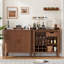 Armoire-bar 31,5 po avec porte coulissante en bois, support de bar Mid-Century avec porte-verres à vin, support à vin, plateau coulissant et tiroir-1939216039
