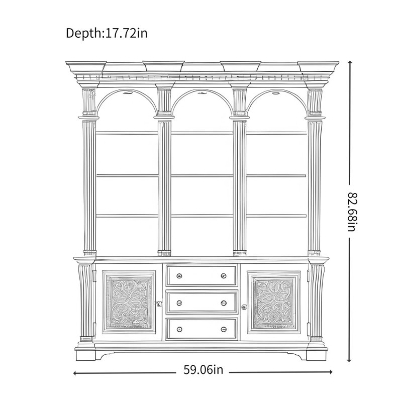 Vitrine en bois massif rétro français, Brun