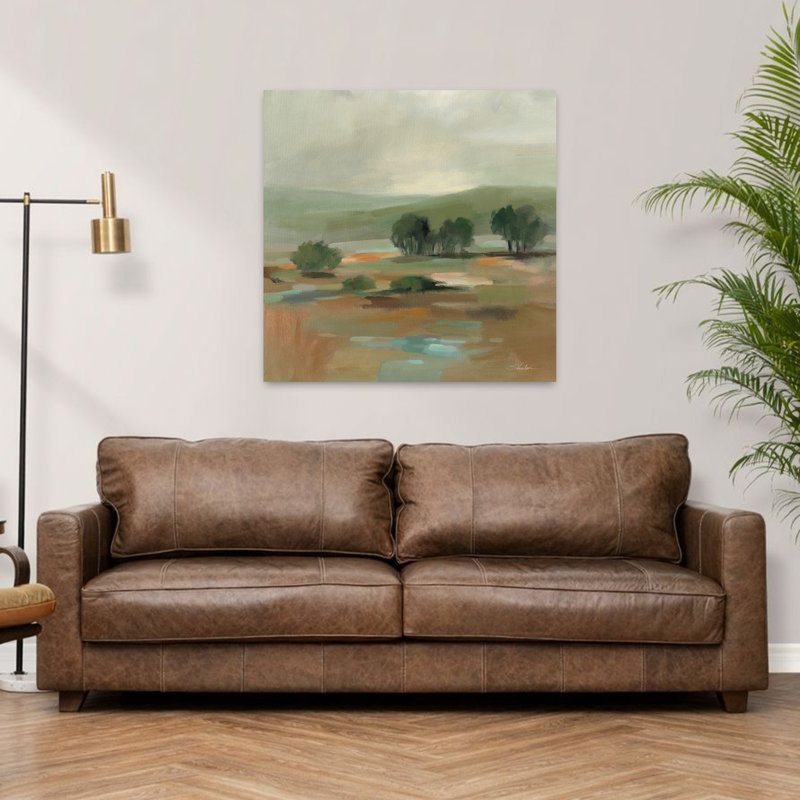 Récolte de sauge contemporaine avec art turquoise, H 36 po x l 36 po