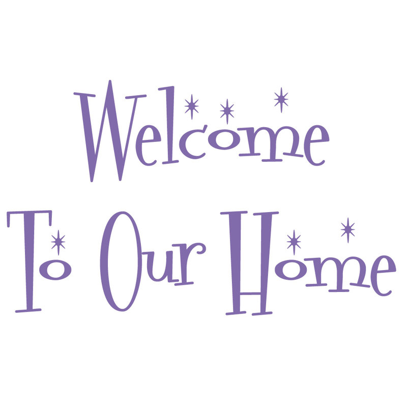 Décalcomanie murale "welcome to the home", Lavande, H 14,5 po x l 24 po x P 0,01 po