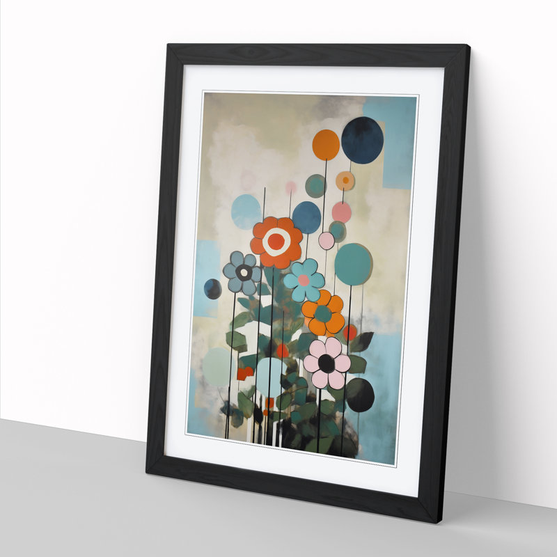 FRM-V0523-868X Flowers Bauhaus Vol.2 - Single Picture Frame Print, 64cm H x 46cm W x 2cm D, Walnut Framed