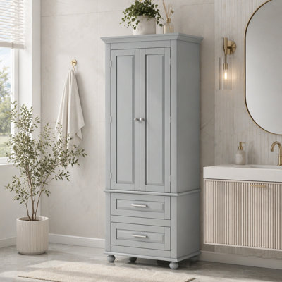 Tall Storage Cabinet With Two Drawers