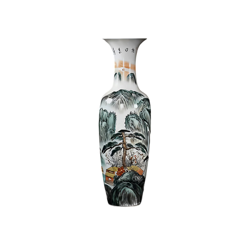 62.99"Jingdezhen ceramic new Chinese-style hand-painted pastel-colored large vase decorative item