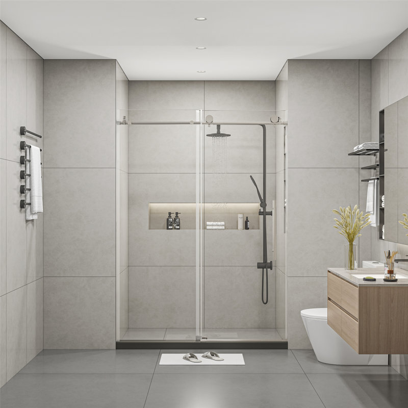 Porte de douche sans cadre avec verre trempé transparent