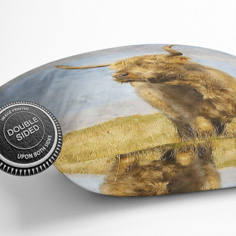 Highland Bull Cow Vol.1 Painting Square Throw Cushion, 40cm H x 40cm W x 15cm D
