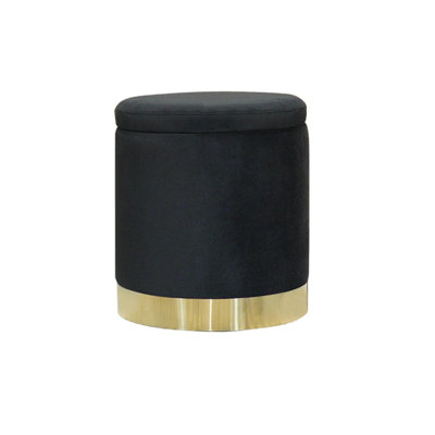 38cm Wide Velvet Round Solid Colour Ottoman with Storage