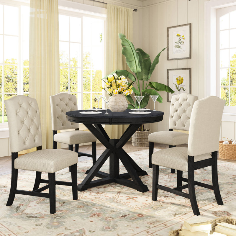 4 salle à manger avec design rétro - Table et chaise de salon rétro, H 29,27 po x L 30,17 po x l 30,94 po, Espresso