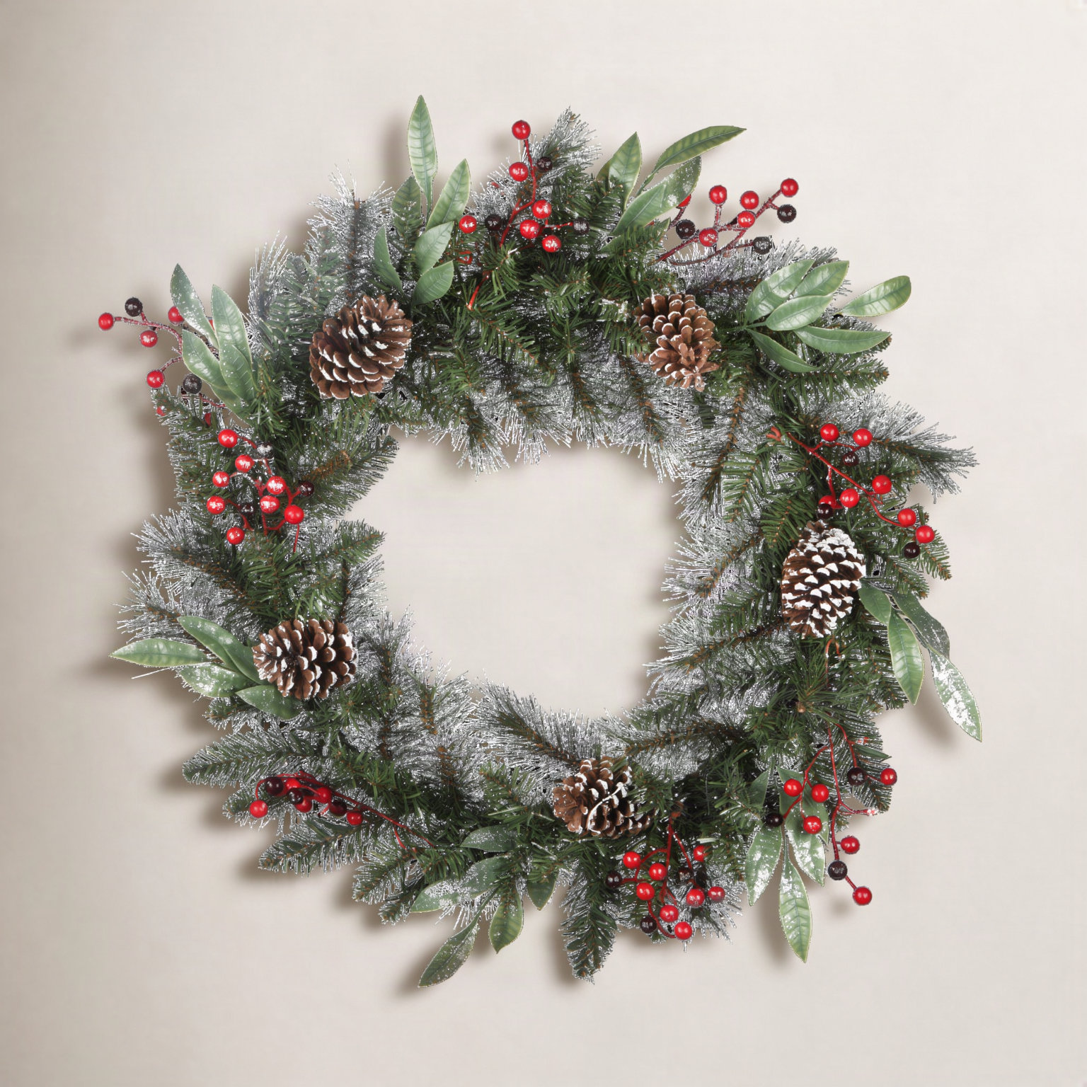 Frosted Berry Pre-Lit Wreath, 30" H x 30" W x 4" D