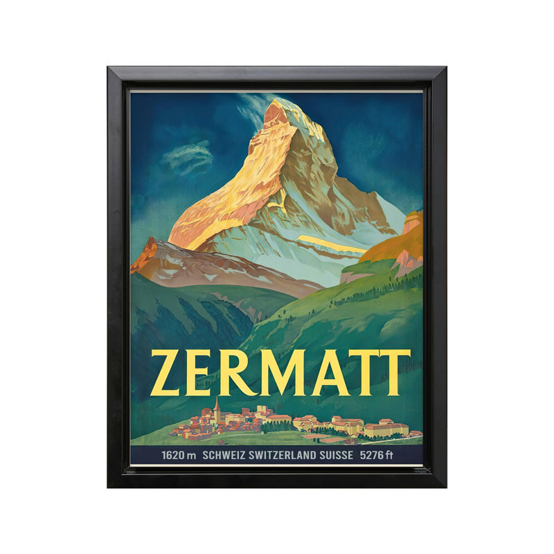 Zermatt, Cadre noir, Canevas, H 08 po x l 10 po