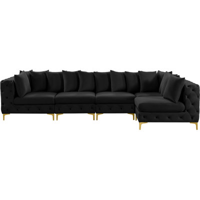 Tremblay 138" Wide Velvet Reversible Modular Corner Sectional