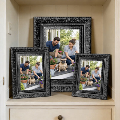 Cadre photo de bureau 3 pièces 5 "x 7" noir pour présentation d'anniversaire