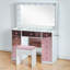 Ensemble de coiffeuse 41,7 "avec tabouret, miroir lumineux Hollywood, bois, tiroirs à miroir rose, contemporain, chambre à coucher