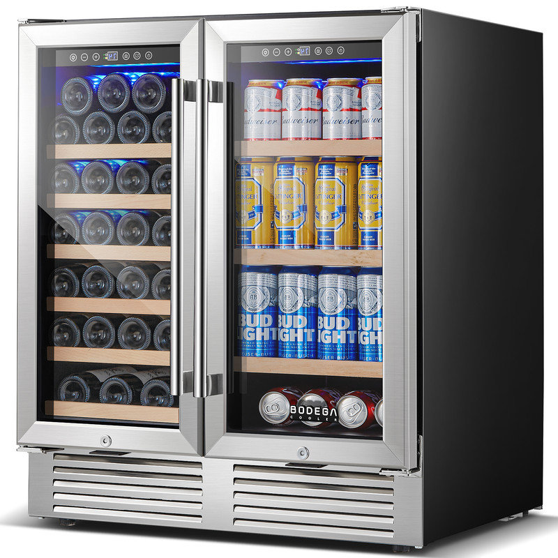 BODEGACOOLER Wine and Beverage Refrigerator 30 Inch, 31 Bottles and 92 Cans Large Capacity