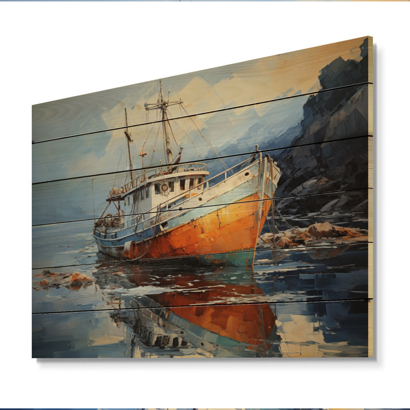 Hadebrand " Fishing Boat Dreamy Regatta I ", 10" H x 20" W x 0.78" D