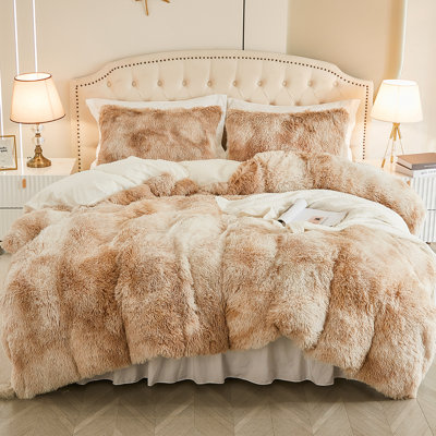 Ensemble de housse de couette à poils longs EMME pelucheux 2/3 pièces Ensemble de literie de luxe