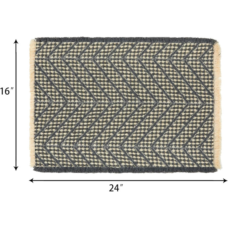 Tapis de bain Nathalee, Gris / Jaune, L 16 po x l 24 po