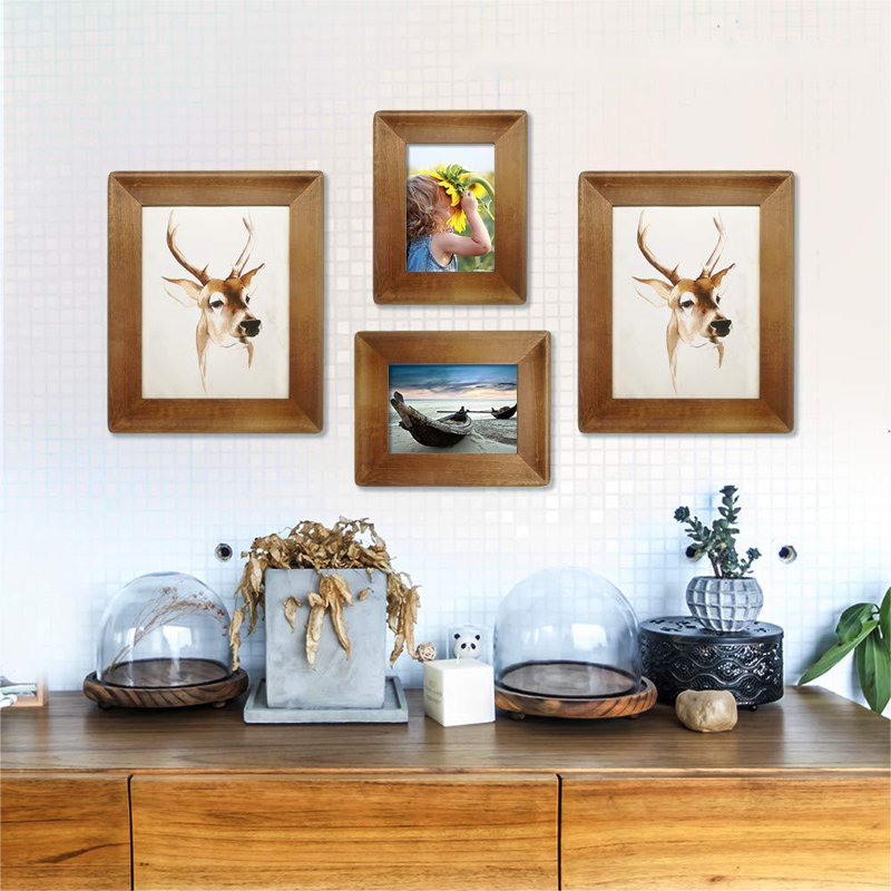 8X10 Picture Frames,Brown Rustic Wood Frame With Glass Front, Display 10X8 Inch Photos For Table Top Display And Wall Mounting