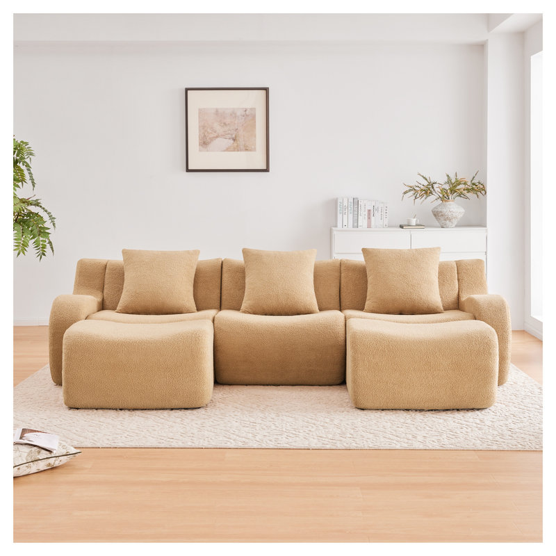 Canapé modulaire en U Camel Teddy, Brun / brun clair