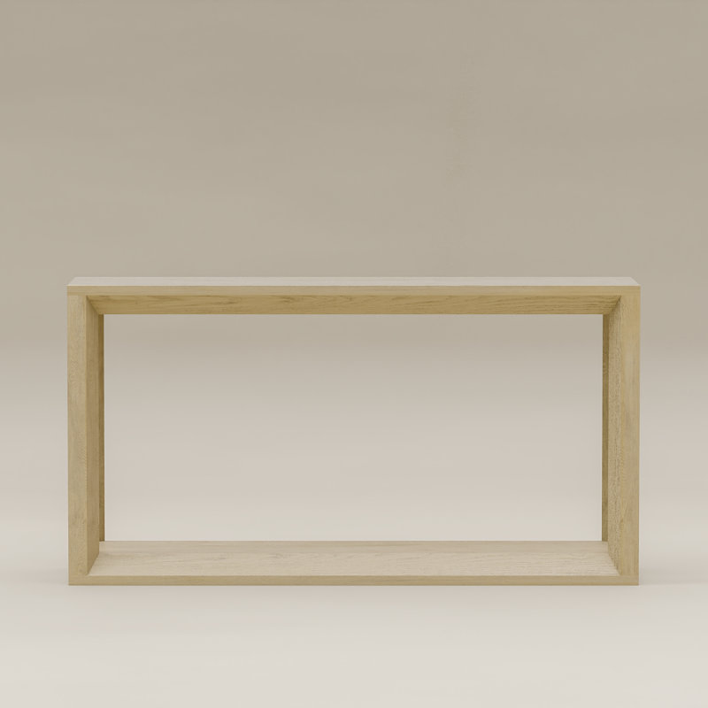 60" Rectangular Solid Wood Veneer Console Table, Imitative Oak