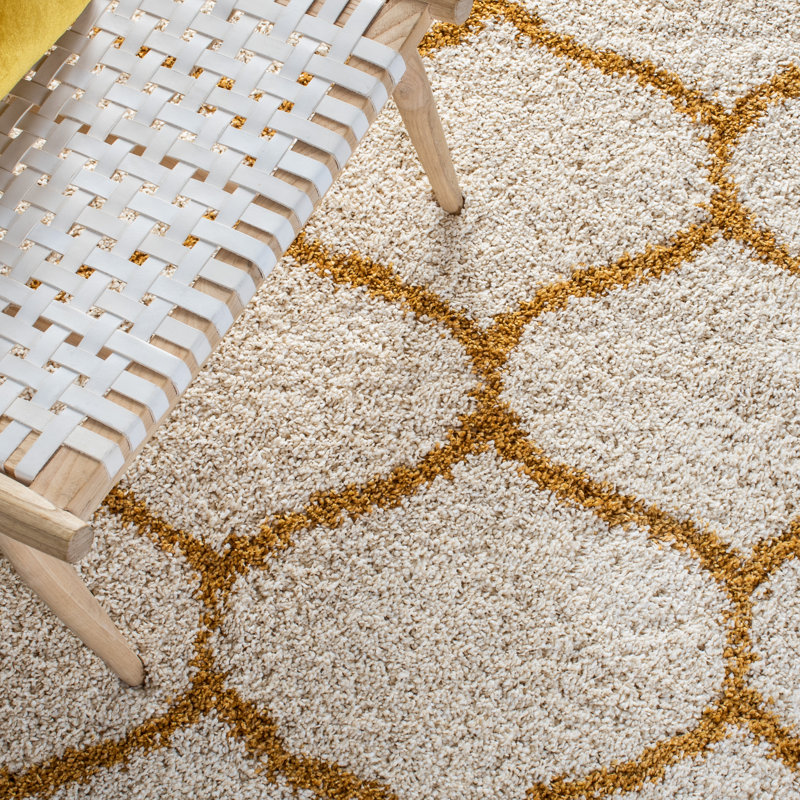 Subrahmanyam Performance Geometric Rug, Square 7', Gold/Ivory