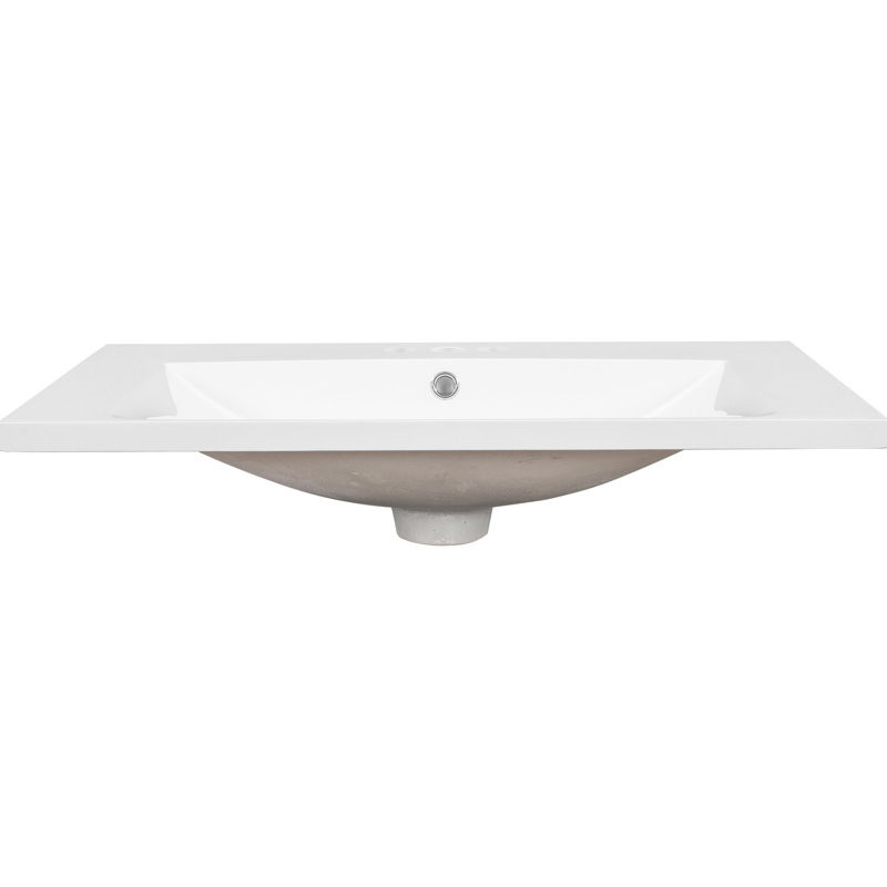 Comptoir de meuble-lavabo simple 30 po, céramique, blanc, fixation de robinet 4 po, profondeur du comptoir 18 po, profondeur, emplacement central, facile à nettoyer