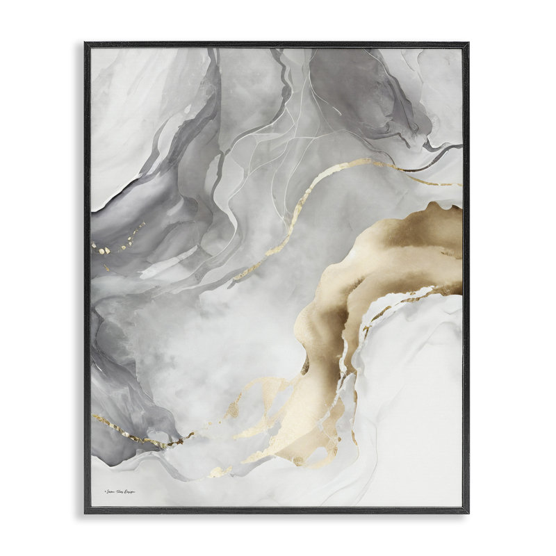 Marbré gris et glamour, estampe numérique par Seven Trees Design, Giclée encadrée noir minuit, H 30 po x l 24 po