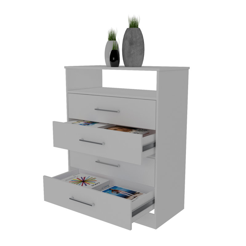 Commode Continental, plateau supérieur, quatre tiroirs, une tablette