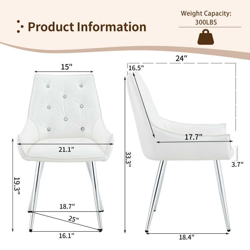 Chaises d'appoint blanches modernes, cuir d'unité centrale, dossier à losanges, polyvalentes pour la maison et le bureau