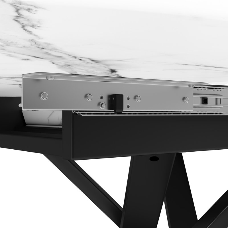 Dining Table with Steel Base, White
