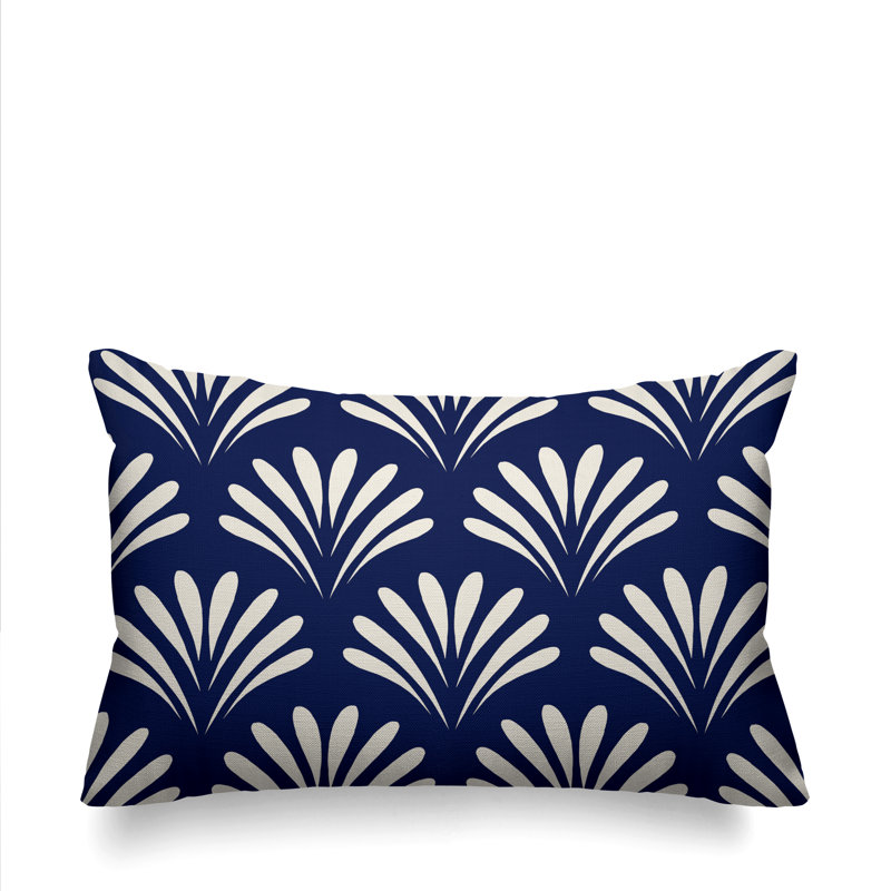 Coussin décoratif intérieur / extérieur Flower Burst, H 20 po x l 14 po, Bleu marine, Carré