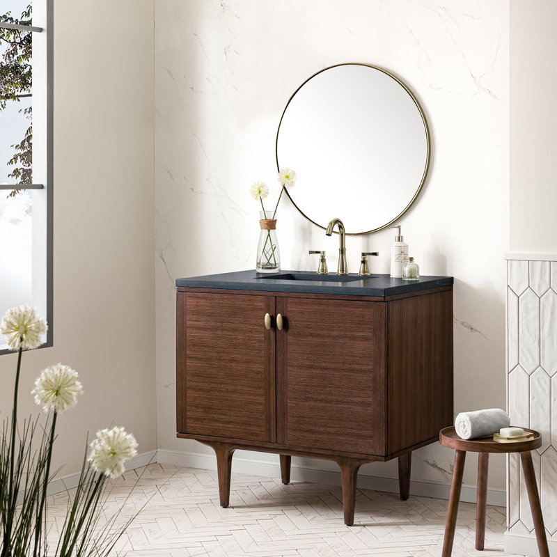 Amberly 36'' W Single Vanity, Charcoal Soapstone, 8" Widespread