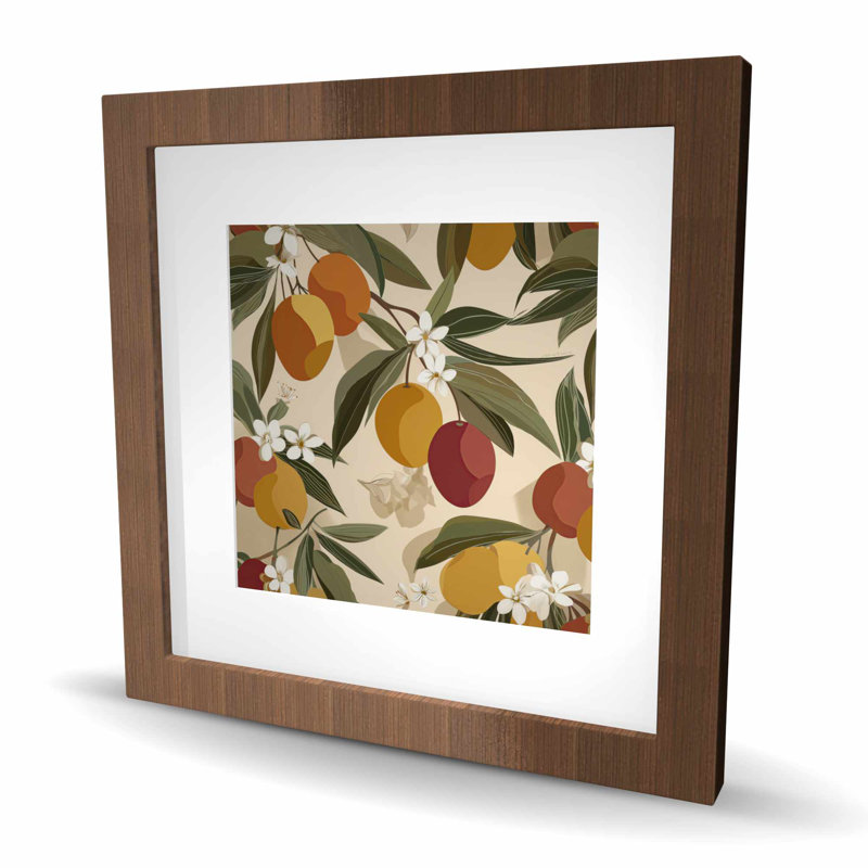 «Hanging Fruits - Beige Floral Botanical», reproduction d'art encadrée
