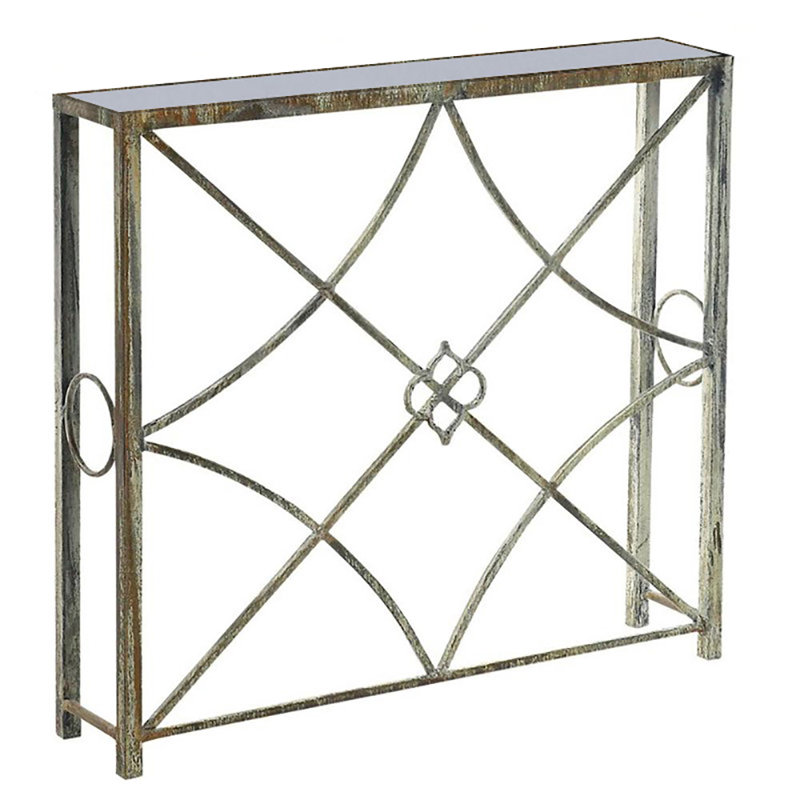 37" Console Table, White/Gray/Blue/Rust, Carrera Marble