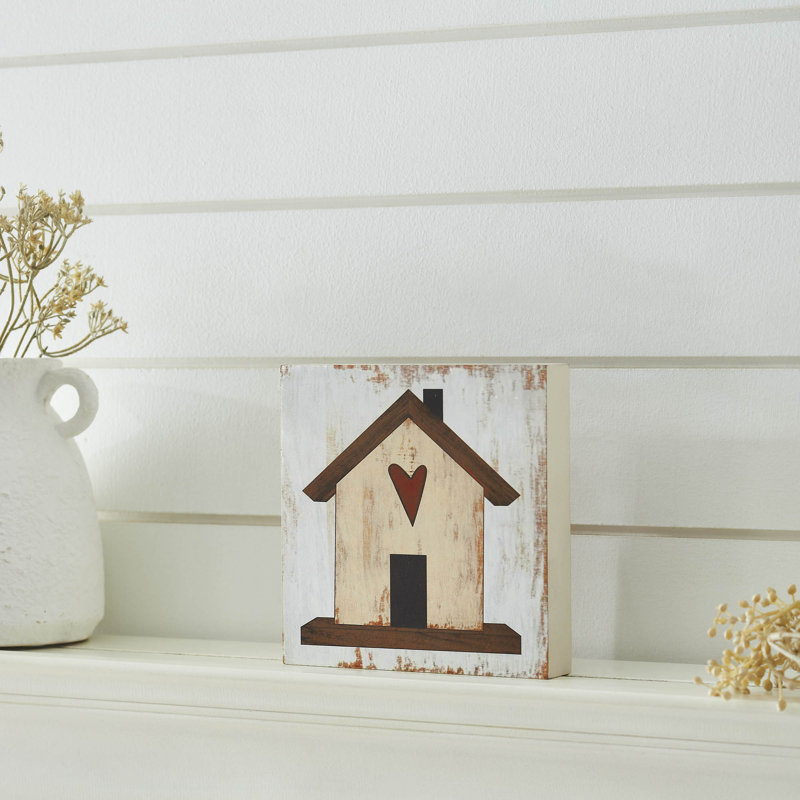 Spring in Bloom Home avec panneau de fibres à densité moyenne en forme de cœur rouge 6 x 6 x 1