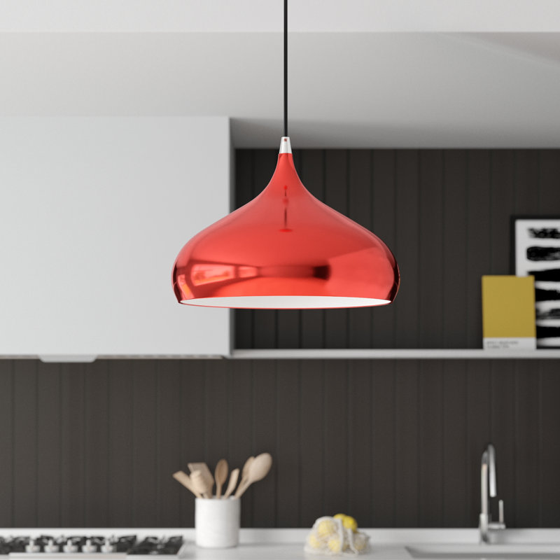 Hutchcraft 1 - Light Pendant, 15" H x 11.75" W x 11.75" D, Shiny Red