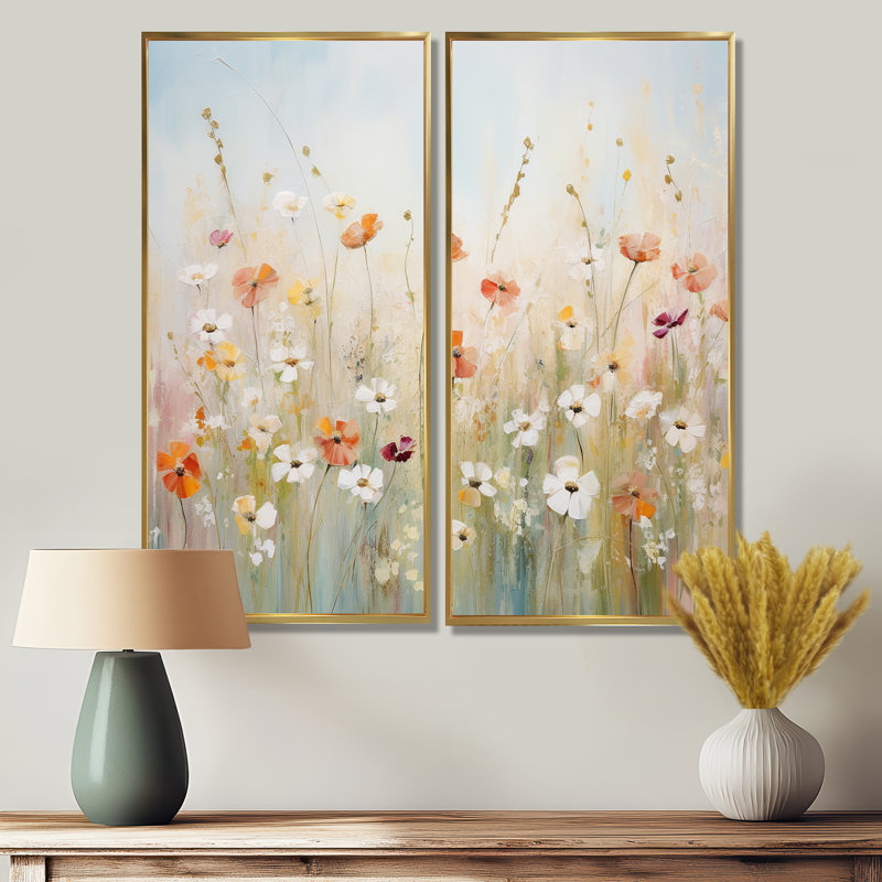 «Meadow Contemporary Wildflowers - Large Meadow», art mural, H 20 po x l 24 po, Reproduction encadrée sans passe-partout