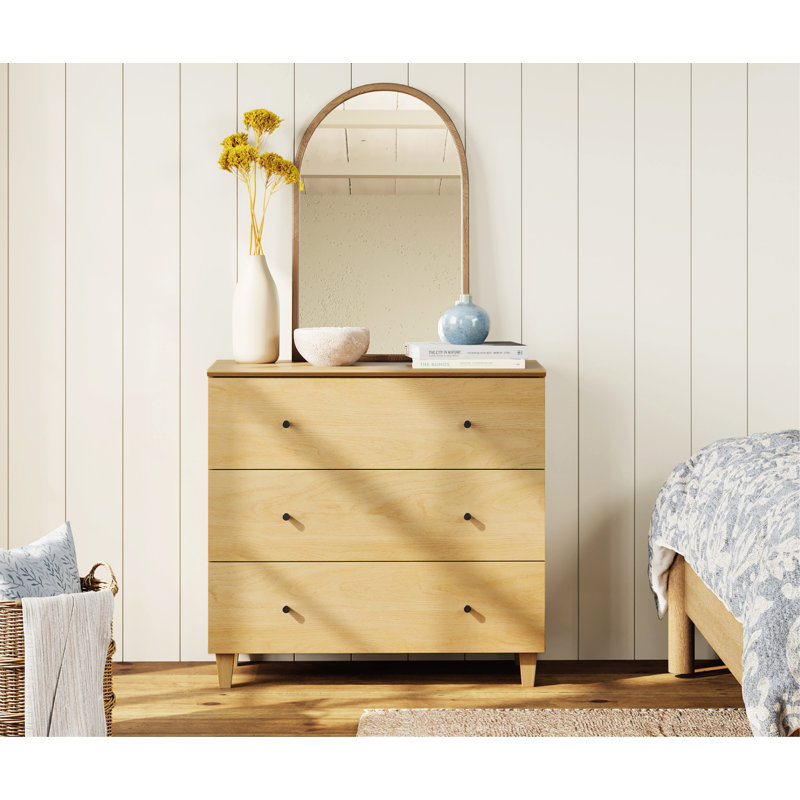 Kids Dresser With 3 Drawers For Children's Room Bedroom, Oak