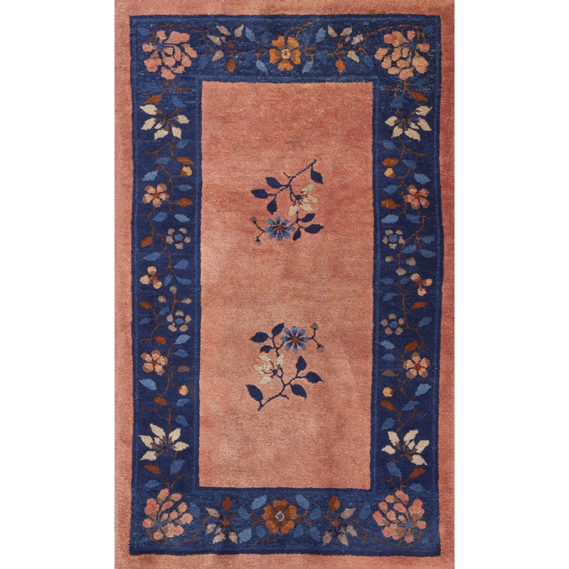 Vintage Floral Design Chinese Peking Wool Pile Scatter Size Area Rug