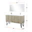 Meuble-lavabo double 60 po Rustic L 20 po x P 20 po, comptoir en marbre de culture, robinet en or rose, miroir 55 - Surface gracieuse, élégante et fonctionnelle