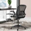 Chaise de bureau noire, siège et repose-pieds réglables, soutien lombaire, fauteuil en mousse confortable avec siège, filet, accoudoirs peu encombrants