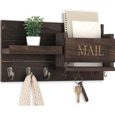 SOFFEE DESIGN Wall Mount Metal Mail Organizer - Vintage Shabby Chic Envelope Style, 11.8"x11.5", Iron Home Office Decor