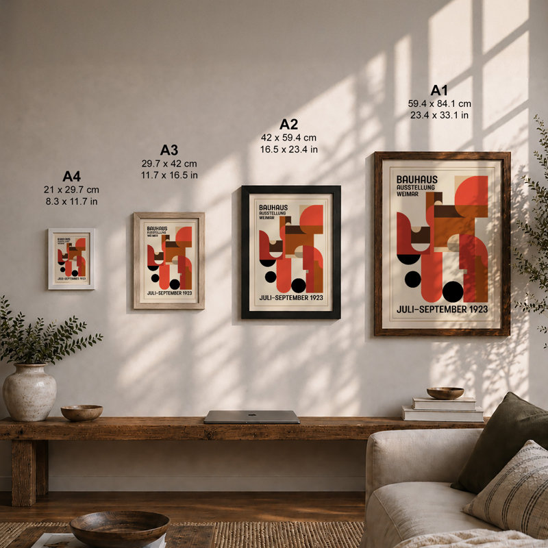 Bauhaus Forms Geometric - Framed Print, A1 - 84.1 x 59.4 cm, Black