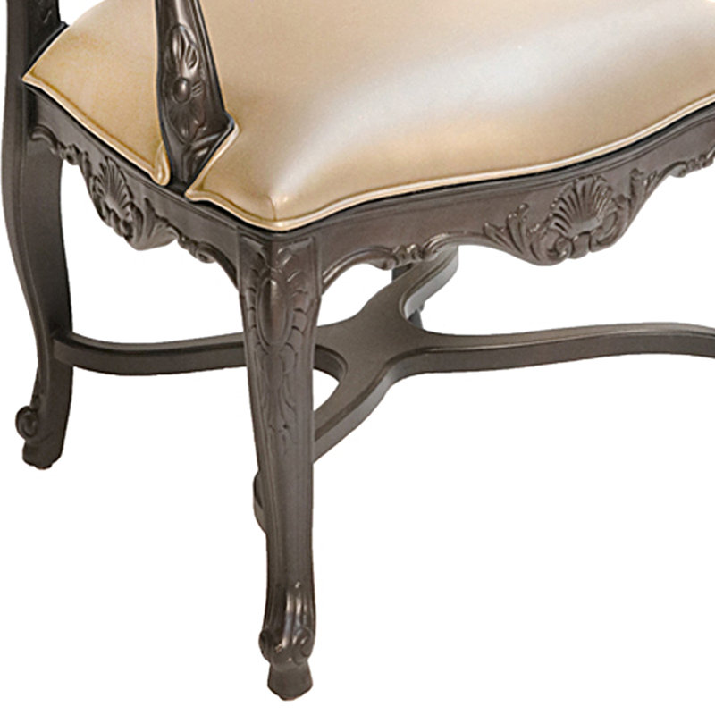 Chaise avec accoudoirs Rehana, Polyester / vinyle brun foncé
