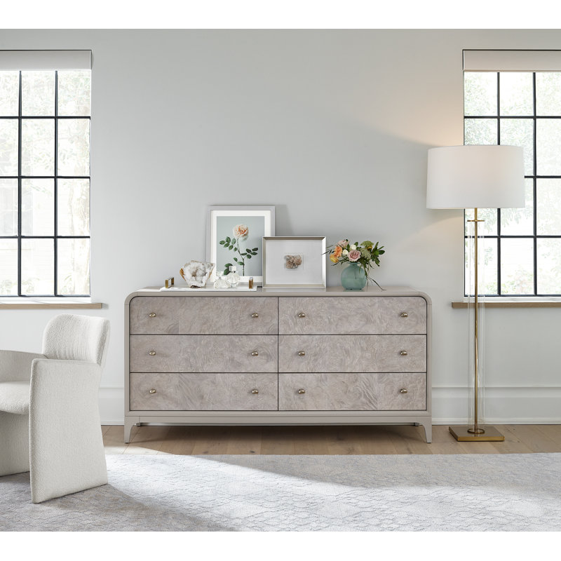 70" Immersion 6 Drawer Burl Front Dresser
