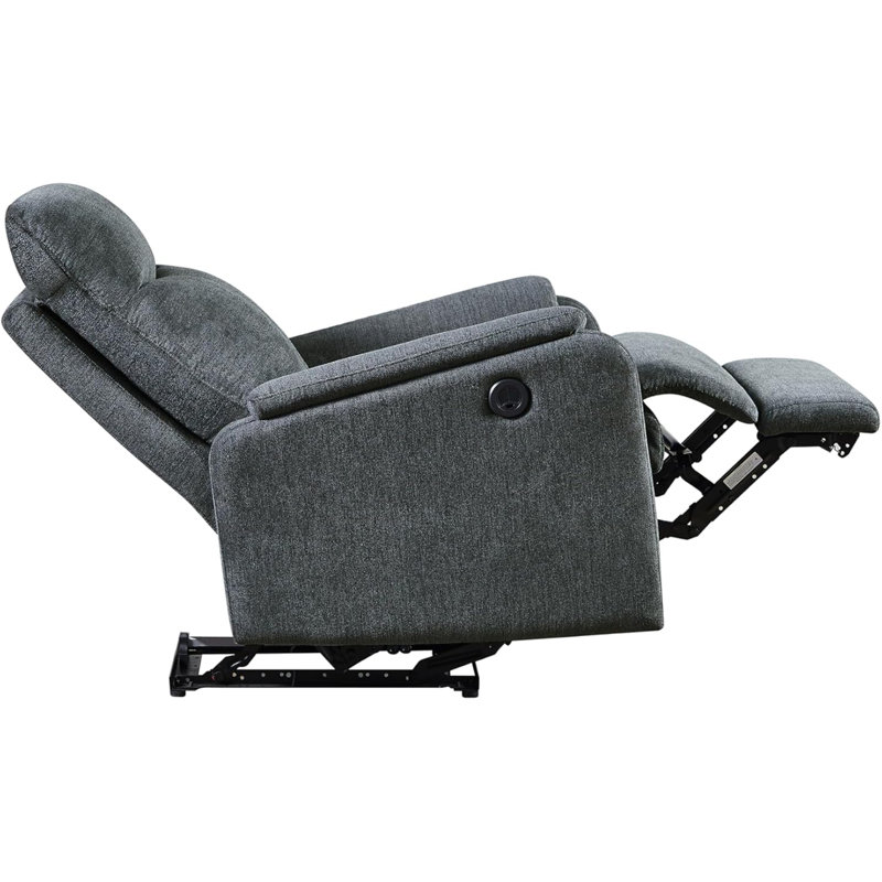 Modern Contemporary Power Recliner Blue With USB Charger