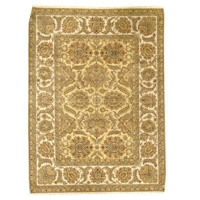 Tapis doré et ivoire de haute qualité noué à la main